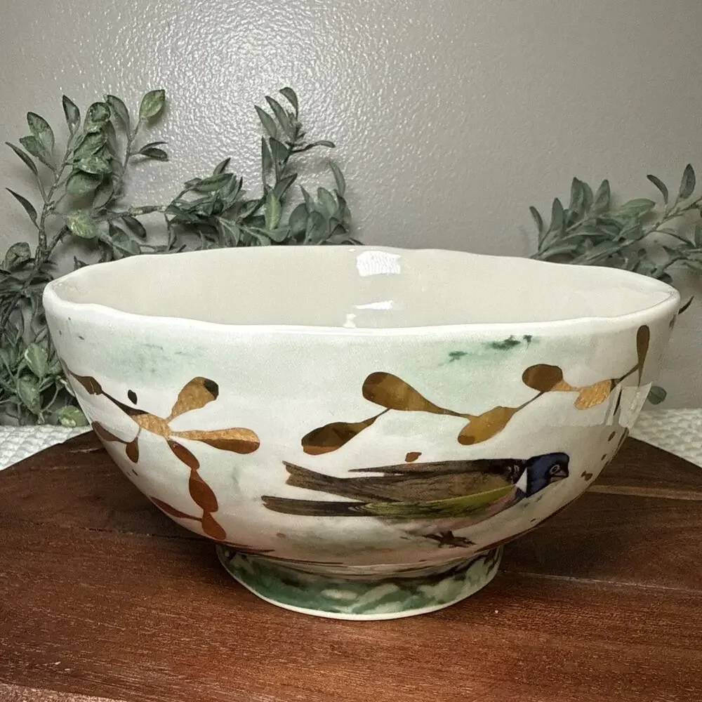 Anthropologie Rvan Hoffman Colorful Dreambirds 2015 Serving Bowl 7.5” Retired